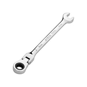 jetech 8mm flexible head gear wrench, industrial grade flex ratcheting spanner made with forged, heat-treated cr-v alloy steel, full polished 12 point flex-head ratchet combination wrench, metric