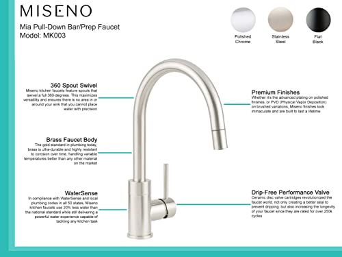 Miseno MNO003LFB Miseno MK003 Mia Bar & Prep Faucet with Single Function Pull-Down Spray Head