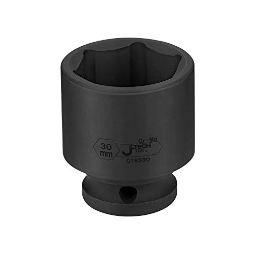 Jetech 1/2 Inch Drive 30mm Standard Impact Socket, Chrome Molybdenum Alloy Steel, 6-Point Hex Shallow Socket for Ratchets, Torque Electric Wrenches, Strong and Durable, Metric
