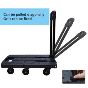 Folding Hand Truck, Wear-Resistant Noiseless 360°Rotate 7 Wheels 245KG/540LBS Capacity Extendable Large Base Adjustable Handle Portable Heavy Duty and Durable Trolley Dolly For Cargo Handling Shopping