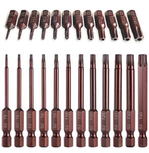 torx bits set, ptslkhn 24pcs security torx bit set, high hardness s2 alloy steel, magnetic, anti-rust