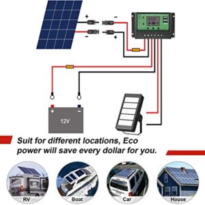 JHBOX 10AWG 1 x 20ft Solar Panel Extension Cable | Female and Male Connectors | Solar Connector Adaptor Kit Tool | DIY Panel Solar Kits for Home Shop RV Roof | TUV Certified