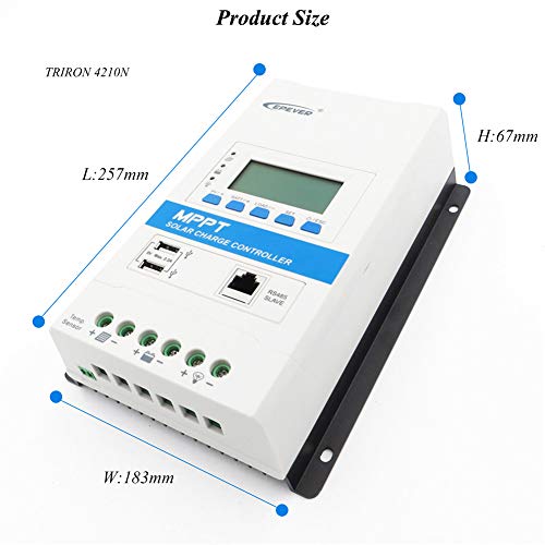 EPEVER Latest MPPT 40A Solar Charge Controller, 12V/24V TRIRON 4210N Intelligent Modular-Designed Regulator with Software Moblie APP - Updated Version of Tracer A/an Series