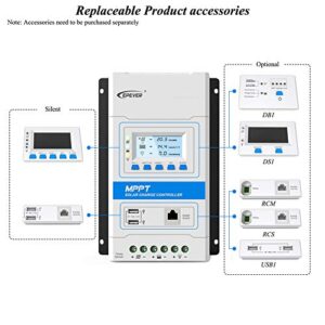 EPEVER Latest MPPT 40A Solar Charge Controller, 12V/24V TRIRON 4210N Intelligent Modular-Designed Regulator with Software Moblie APP - Updated Version of Tracer A/an Series