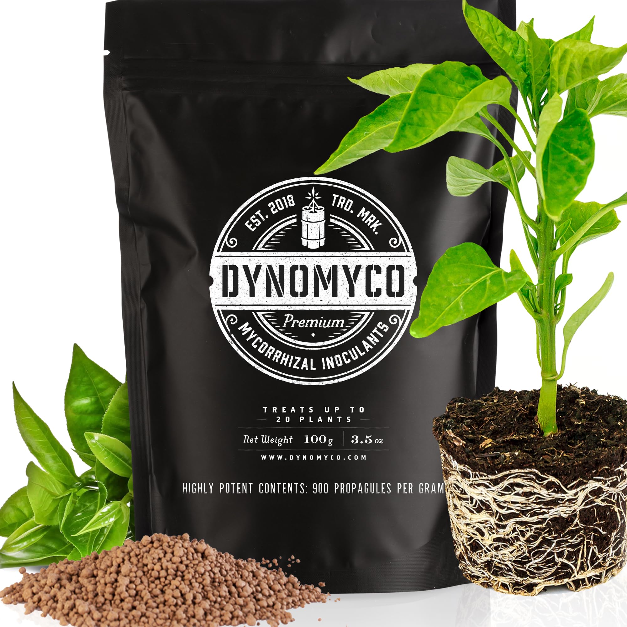 Mycorrhizal Inoculant by DYNOMYCO – High Performing Strains – Concentrated Formula – Improves Nutrient Uptake – Increases Plant Yields Enhances Resilience to Stress Saves Fertilizer (3.5 Oz / Up to 20 Plants)