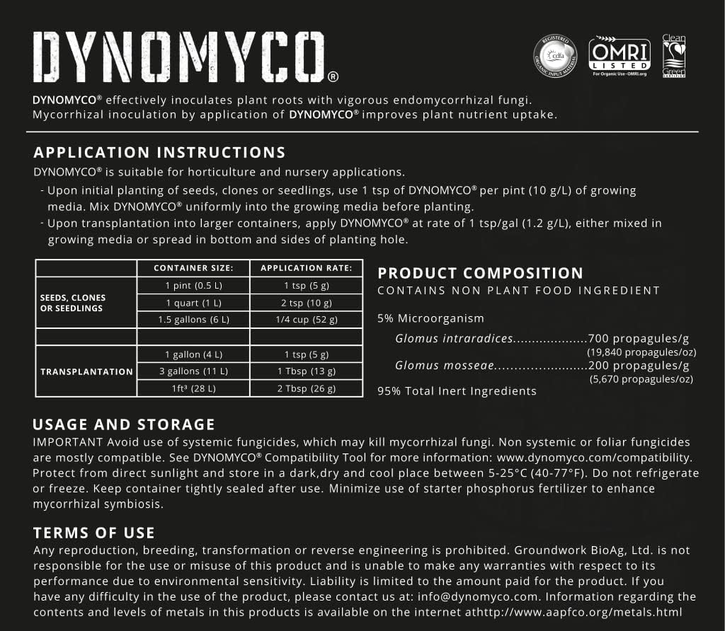 Mycorrhizal Inoculant by DYNOMYCO – High Performing Strains – Concentrated Formula – Improves Nutrient Uptake – Increases Plant Yields Enhances Resilience to Stress Saves Fertilizer (3.5 Oz / Up to 20 Plants)