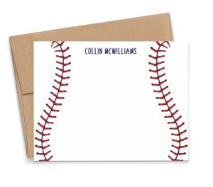 personalized baseball stationary for boys or girls, personalized baseball note cards with envelopes, baseball stationery set for boys, sports stationary cards set, your choice of colors and quantity