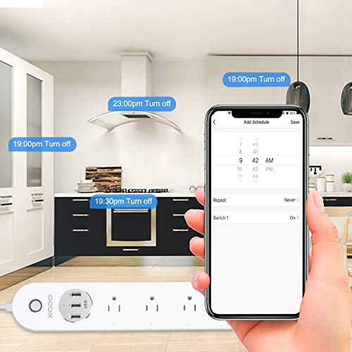 XODO WP4 Smart Power Strip - WiFi Surge Protector with 3 USB Ports and 4 Outlets - App Controlled Appliance - Time Schedule - No Hub Required - Compatible with Alexa and Google Home Assistant