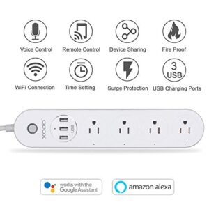 XODO WP4 Smart Power Strip - WiFi Surge Protector with 3 USB Ports and 4 Outlets - App Controlled Appliance - Time Schedule - No Hub Required - Compatible with Alexa and Google Home Assistant