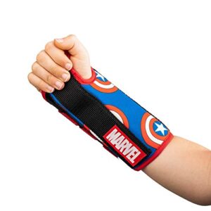 donjoy advantage comfort wrist brace for youth/kids featuring marvels captain america, spider-man to aid sprains strains support tendonitis carpal tunnel - captain america x-small - right