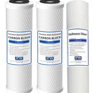 3-Pack Replacement Filter Kit for Krystal Pure KR15 RO System - Includes Carbon Block Filters & Polypropylene Sediment Filter