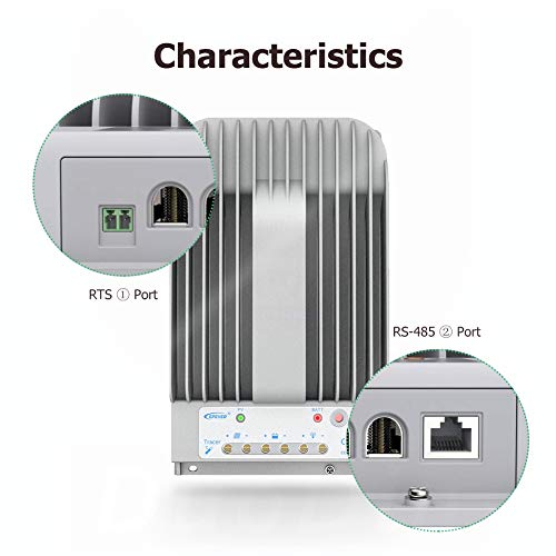 EPEVER 40A MPPT Solar Charge Controller 12/24VDC Automatically Identifying System Voltage with MT50 Remote Meter &Temperature Sensor RTS &Communication Cable RS485