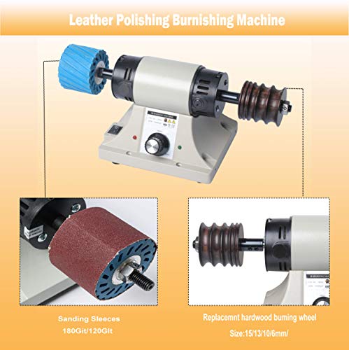 Leather Polishing Burnishing Machine, Leather Edge Grinding Kit Adjustable Rosewood Grinding Head Sander Buffing Motor for All Vegetable Tanned Leather 8000rpm 110V