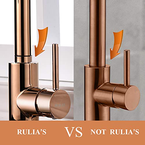 RULIA Copper Rose Gold Kitchen Faucet, Kitchen Sink Faucet, Sink Faucet, Pull-Down Kitchen Faucets, Bar Kitchen Faucet, RV Kitchen Faucet, RB1025