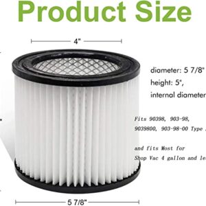 90398 HEPA Replacement Filter for Shop-Vac 90398 903-98, 9039800, 903-98-00 Hangup Wet Dry Vacuum Small Cartridge Filter Type AA, Fits Most for Shop Vac 4 Gallon and Less
