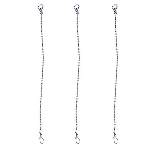 Hibbent 3 Pack Universal Toilet Flapper Chain Replacement Kit,Stainless steel,Including 12-Inch Chain,Hook,Ring