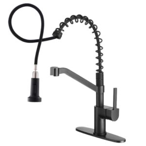 owofan black kitchen faucets with pull down sprayer industrial single handle one hole or 3 hole faucet for farmhouse camper laundry utility rv wet bar sinks