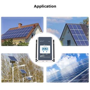 EPEVER 60A MPPT Solar Charge Controller 12/24/36/48VDC Automatically Identifying System Voltage with MT50 Remote Meter & Temperature Sensor RTS & Communication Cable RS485