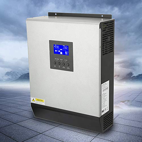 Multi-Function Hybrid Inverter, ​3KVA 2400W 24V High Frequency Hybrid Pure Sine Wave Inverter Charger Grid Power Inverter Converter with 50A Solar Charge Controller for Off-Grid Areas, Home, Office