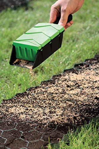 Scoop Spreader for Grass Seeds/Fertilizer/Sand/Salt, Multi-Use Hand Spot Spreader Effortlessly Spread Salt or Sand on Driveways, Walkways and Parking Spots in The Winter - up to 70 oz.