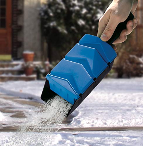 Scoop Spreader for Grass Seeds/Fertilizer/Sand/Salt, Multi-Use Hand Spot Spreader Effortlessly Spread Salt or Sand on Driveways, Walkways and Parking Spots in The Winter - up to 70 oz.