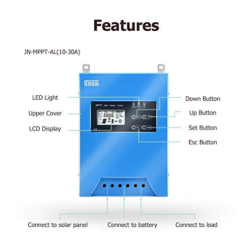 SolaMr 20A MPPT Solar Charge Controller 12V / 24V / 48V Auto Working Buck Solar Panel Battery Regulator Maintainer with LCD Display for Solar Panel Battery Overload Protection