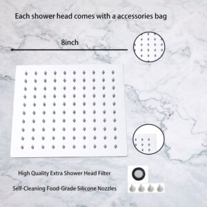 GGStudy Square 6 Inch Stainless Steel Shower Head High Pressure Rainall Shower Head Chrome Ultra Thin Design-Best Pressure Boosting with Silicone Nozzle Easy to Install