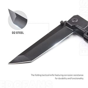 edcfans Tanto Folding Knife, Pocket Knife for Men with Clip, EDC Slingshot for Outdoor