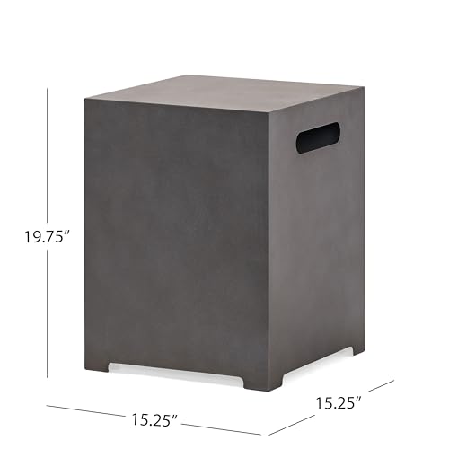 Lynn Outdoor Rectangular Fire Pit with Tank Holder, Concrete