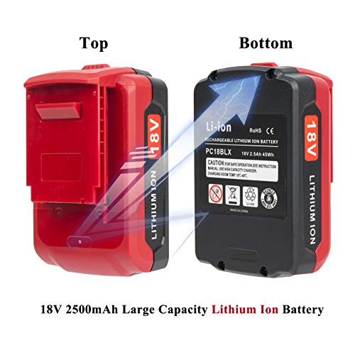 Cell9102 Replacement Porter Cable 18V Battery and Charger Starter Kit， PC18B Lithium Battery and Charger PCXMVC Compatible with Porter Cable 18V Cordless Power Tools,Capacity Output 2.0Ah