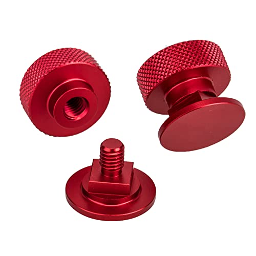 3mirrors Welding Hood Fasteners Pipeliner Welding Hood Parts Helmet Screws Headgear Replacement Parts Accessories Screws Flip Hood Aluminum - 1 Pair (Red Anodized Knurled)