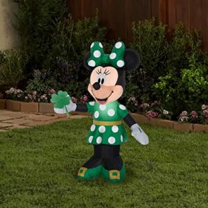 gemmy airblown inflatable st. patrick's day minnie mouse, 3.5 ft tall, green