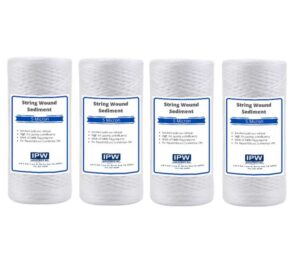 pack of 4 compatible replacement for pelican water pc40 10" x 4.5" 5 micron sediment replacement filters by ipw industries inc.
