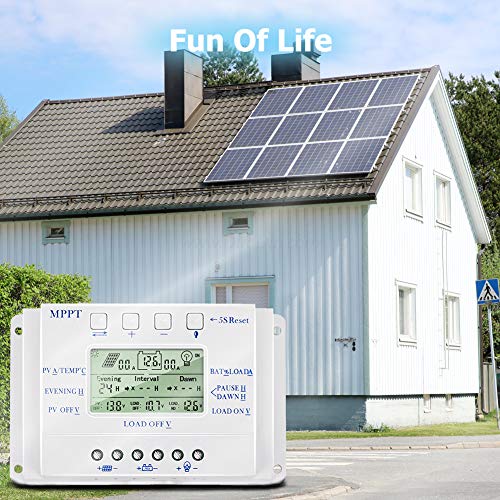 MPPT T-30 Solar Charge Controller 12V 24V for Max 48V Input with LCD Display,Compatible MPPT Charge Controller PWM Intelligent/Efficient/Energy Saving