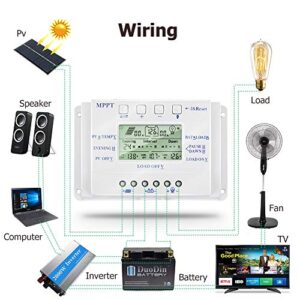 MPPT T-30 Solar Charge Controller 12V 24V for Max 48V Input with LCD Display,Compatible MPPT Charge Controller PWM Intelligent/Efficient/Energy Saving