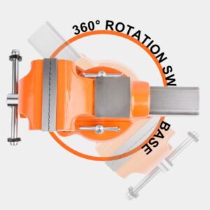 Forward 6-Inch Bench Vise Ductile Iron with Channel Steel and 360-Degree Swivel Base HY-30606-6In (6")