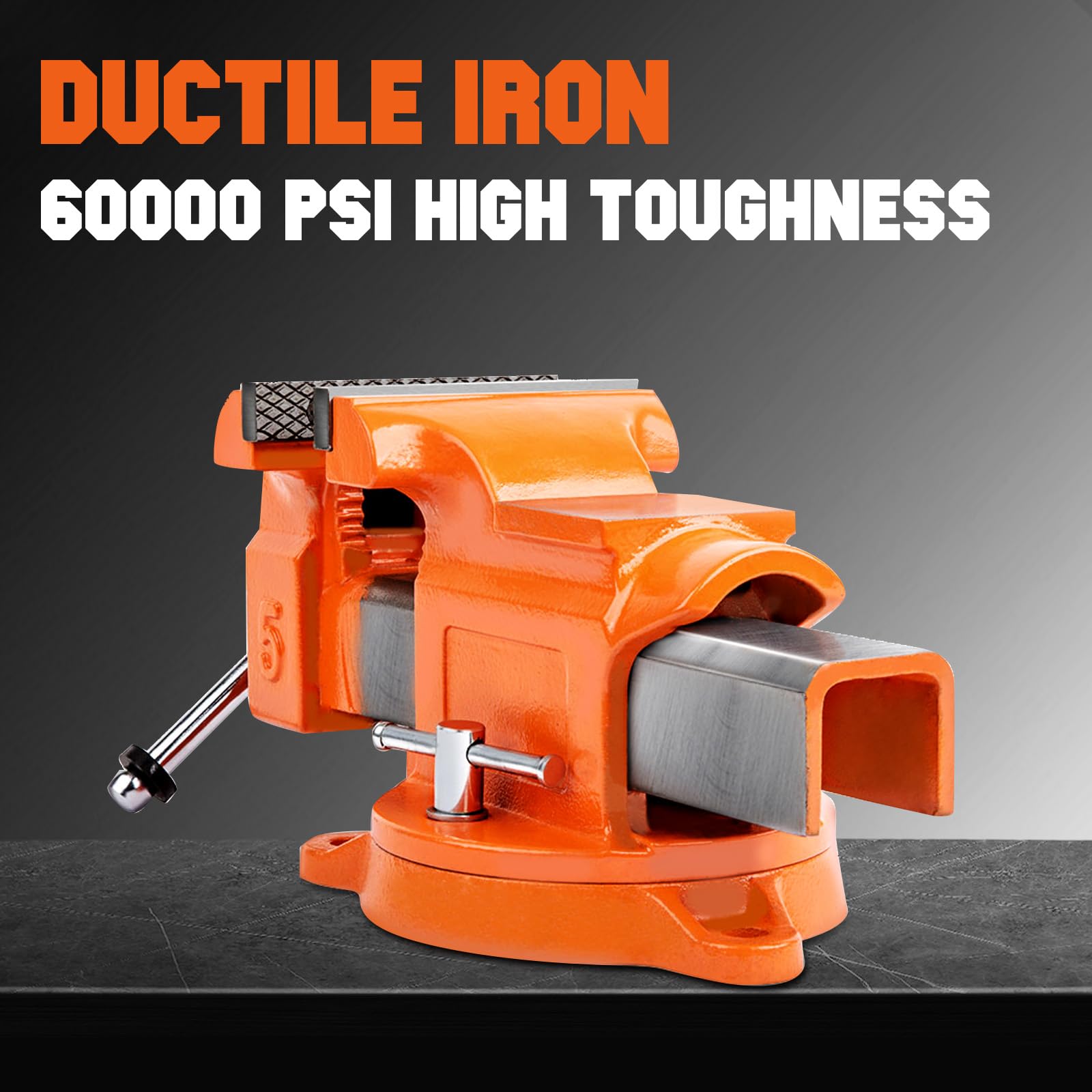 Forward 6-Inch Bench Vise Ductile Iron with Channel Steel and 360-Degree Swivel Base HY-30606-6In (6")