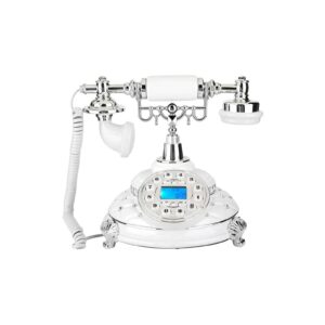v bestlife antique telephone phone, silver plated gemstone corded vintage landline telephone with fsk and dtmf caller id for hotel office decor