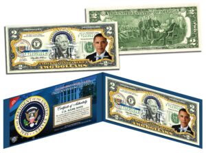 barack obama presidential series #44 two-dollar bill collectible art bill with certificate