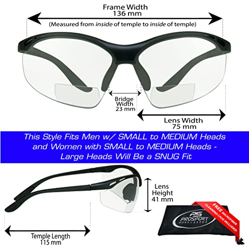 proSPORT Bifocal Safety Glasses Reader Z87 +2.00 Wrap-Around Work Motorcycle Shooting Nigt Indoor Outdoor