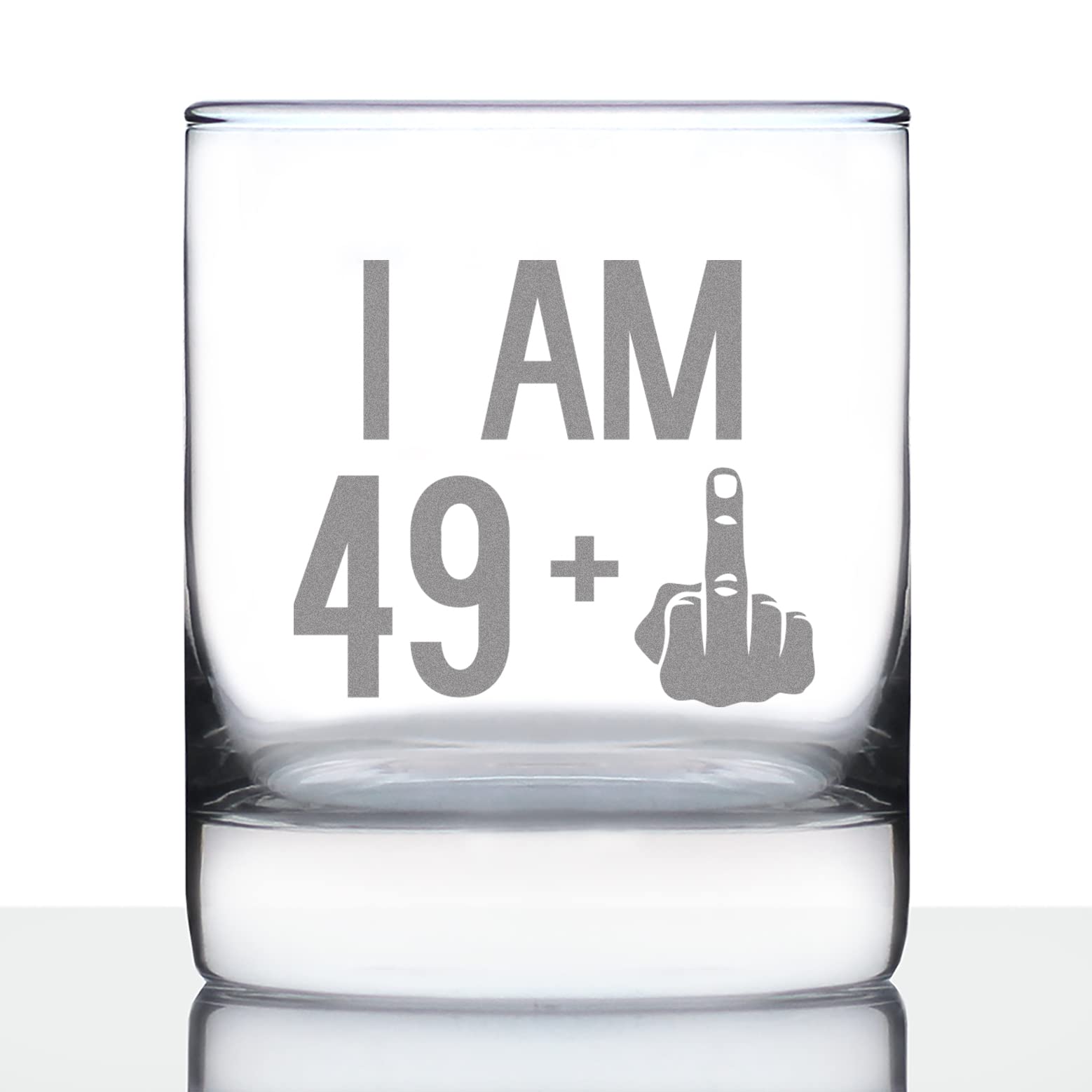 49 + 1 Middle Finger - Funny 50th Birthday Whiskey Rocks Glass Gifts for Men & Women Turning 50 - Fun Whisky Drinking Tumbler