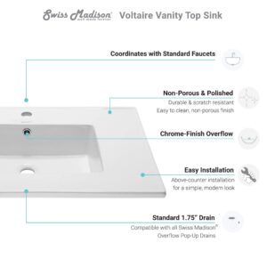 Swiss Madison Well Made Forever SM-VT328 Voltaire Vanity Top Sink, Glossy White