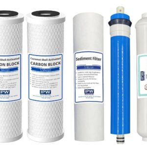 IPW Industries Inc. Compatible Filters for the Puroline PL-5000 Reverse Osmosis System Set of 5 w/ 50 GPD Membrane