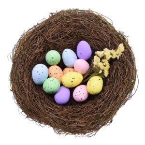 FUTUREPLUSX Artificial Birds Nest, 1PCS Crafts Handmade Natural Easter Birds Nest Rattan Birds Nest for Garden Yard Home Party Easter Decor Small