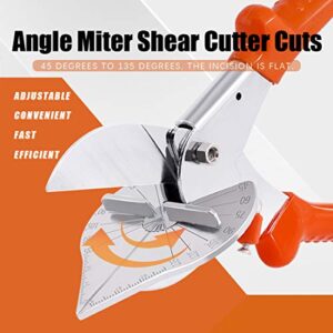 Hilitchi Upgraded Multi Angle Miter Shear Cutter Cuts 45 to 135 Degree Miter Snips Cutting Tool for Small Miter Jobs and DIY Projects with 5 Replacement Blades and Spanner