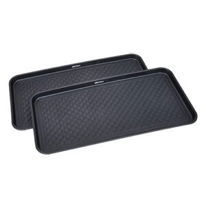 great working tools boot trays for entryway, set of 2 heavy duty shoe trays all season muddy mats wet shoe tray snow boot tray - black, 30" x 15" x 1.2"