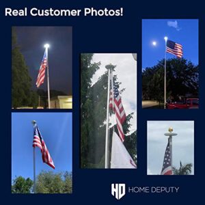 HOME DEPUTY Solar Flag Pole Light - Solar Flag Light - 111 led - Brightest Outdoor flagpole Light for Most in-ground flagpoles - Dusk to Dawn Lighting Power - Pole Topper - Rechargeable Battery