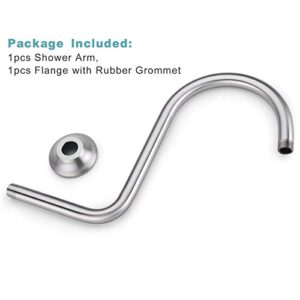 BESTILL 13 Inch S Shape Shower Head High Rise Extension Shower Arm and Flange, Brushed Nickel