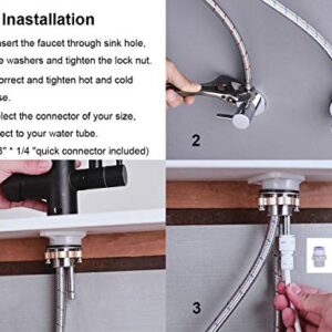 GICASA Kitchen Faucet, Commercial 3 in 1 Spring Black Kitchen Faucet, High Arc Single Hole Pull Down Sprayer Kitchen Sink Faucet, RO System Water Filter Faucet Integrated into Kitchen Faucet