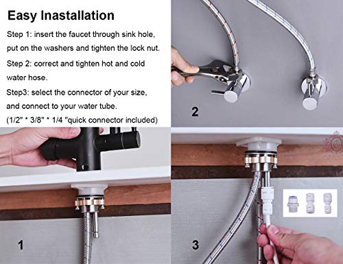 GICASA Kitchen Faucet, Commercial 3 in 1 Spring Black Kitchen Faucet, High Arc Single Hole Pull Down Sprayer Kitchen Sink Faucet, RO System Water Filter Faucet Integrated into Kitchen Faucet